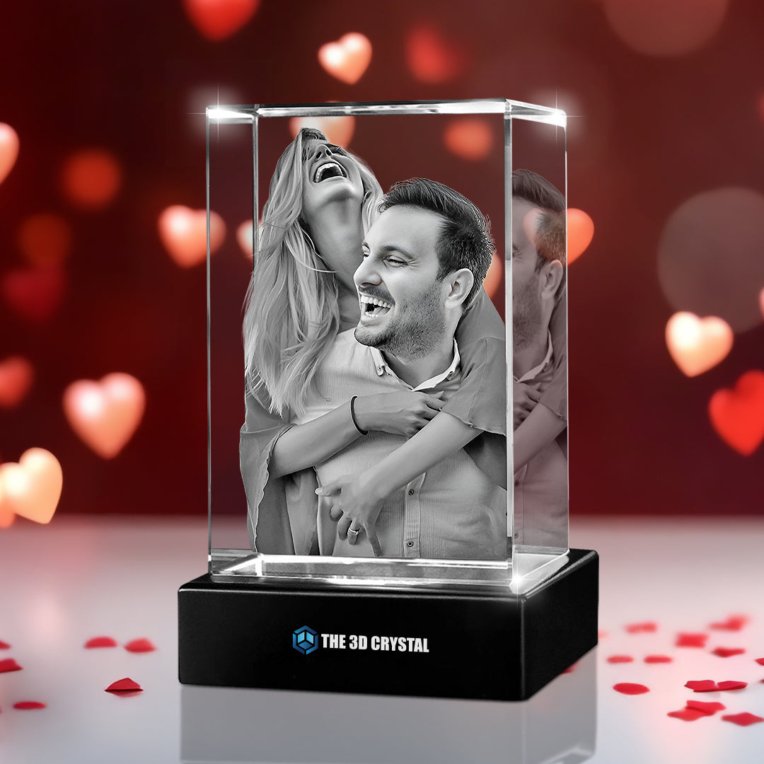 Custom 3D Crystal Cube Photo Frame with LED Lights – Valentine Day Gift