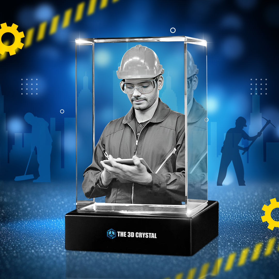 Custom 3D Crystal Cube Photo Frame with LED Lights – Labour day Gift