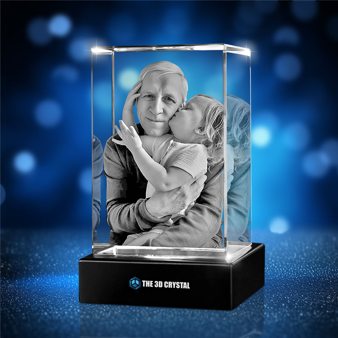 Custom 3D Crystal Cube Photo Frame with LED Lights – Heritage