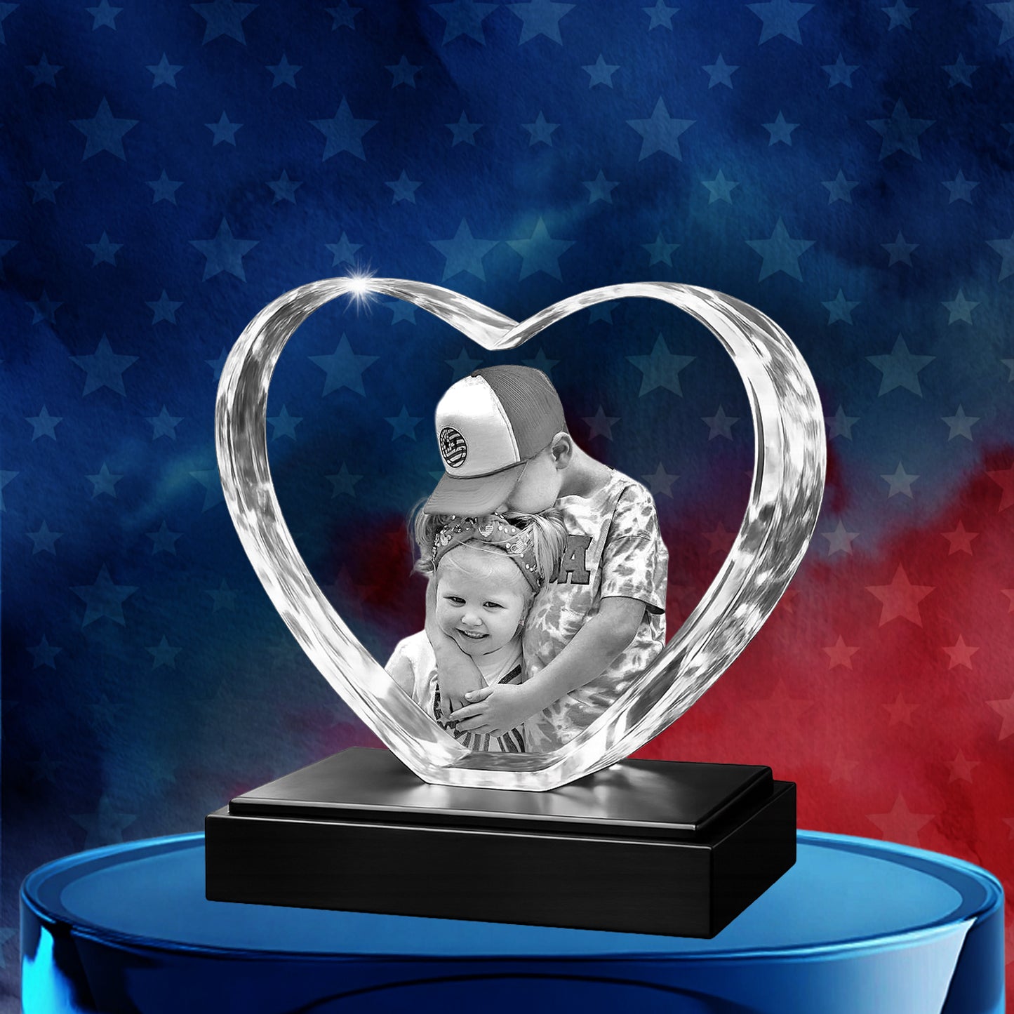 3D Crystal Heart Happy independents Day Gift