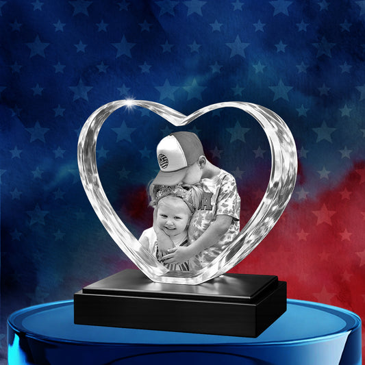 3D Crystal Heart Happy independents Day Gift