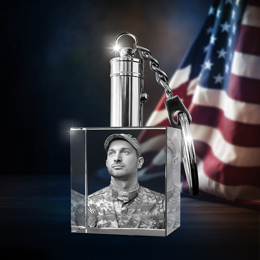 Independence Day Custom 3D Crystal Photo Keychain