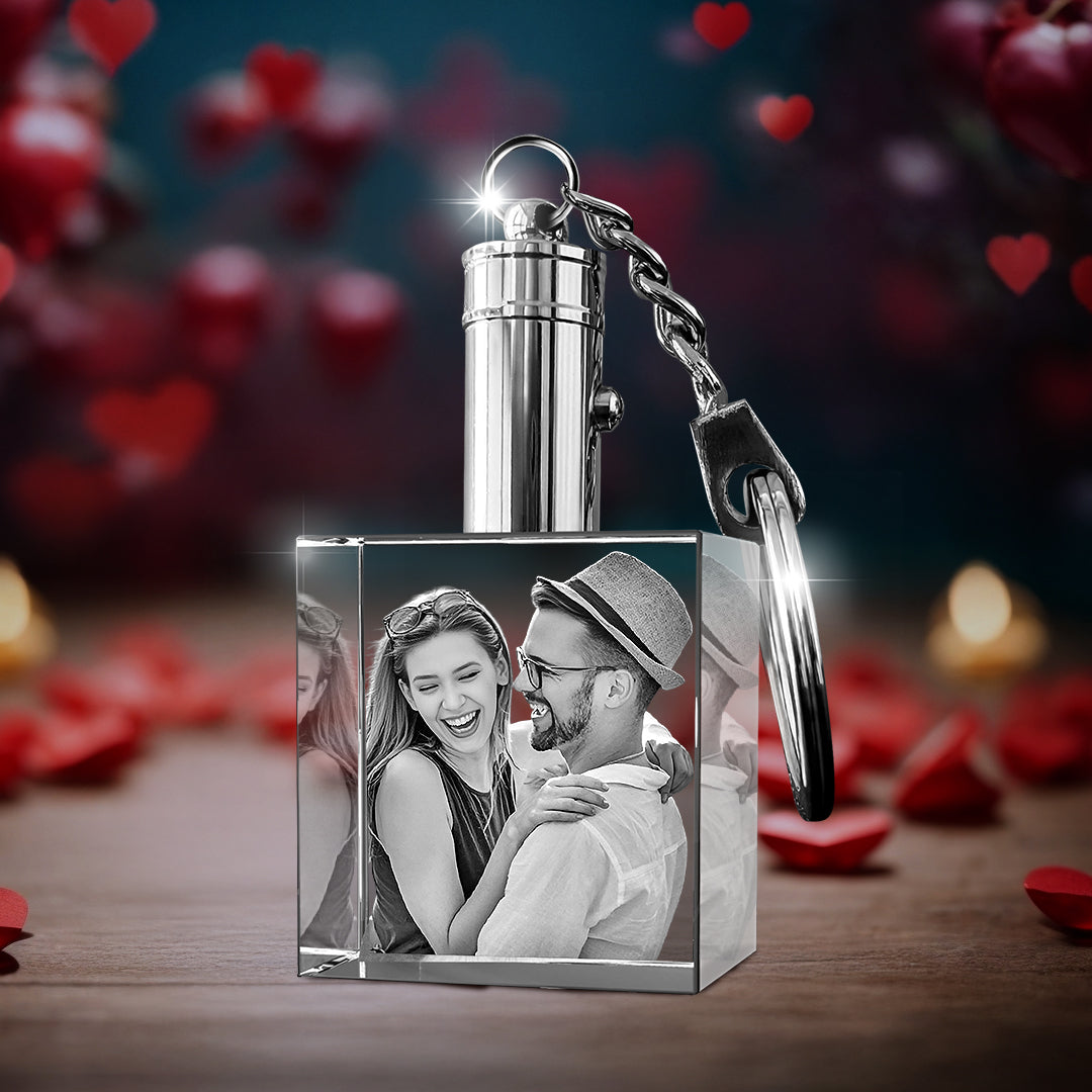 Love Series Custom 3D Crystal Photo Keychain
