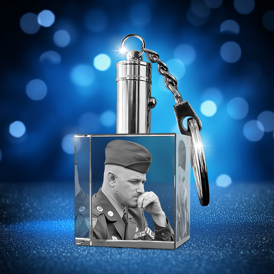 Memorial Day Custom 3D Crystal Photo Keychain