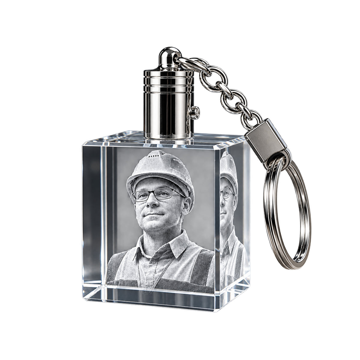 Labour  Day Custom 3D Crystal Photo Keychain