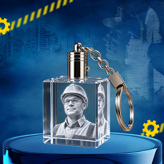 Labour  Day Custom 3D Crystal Photo Keychain