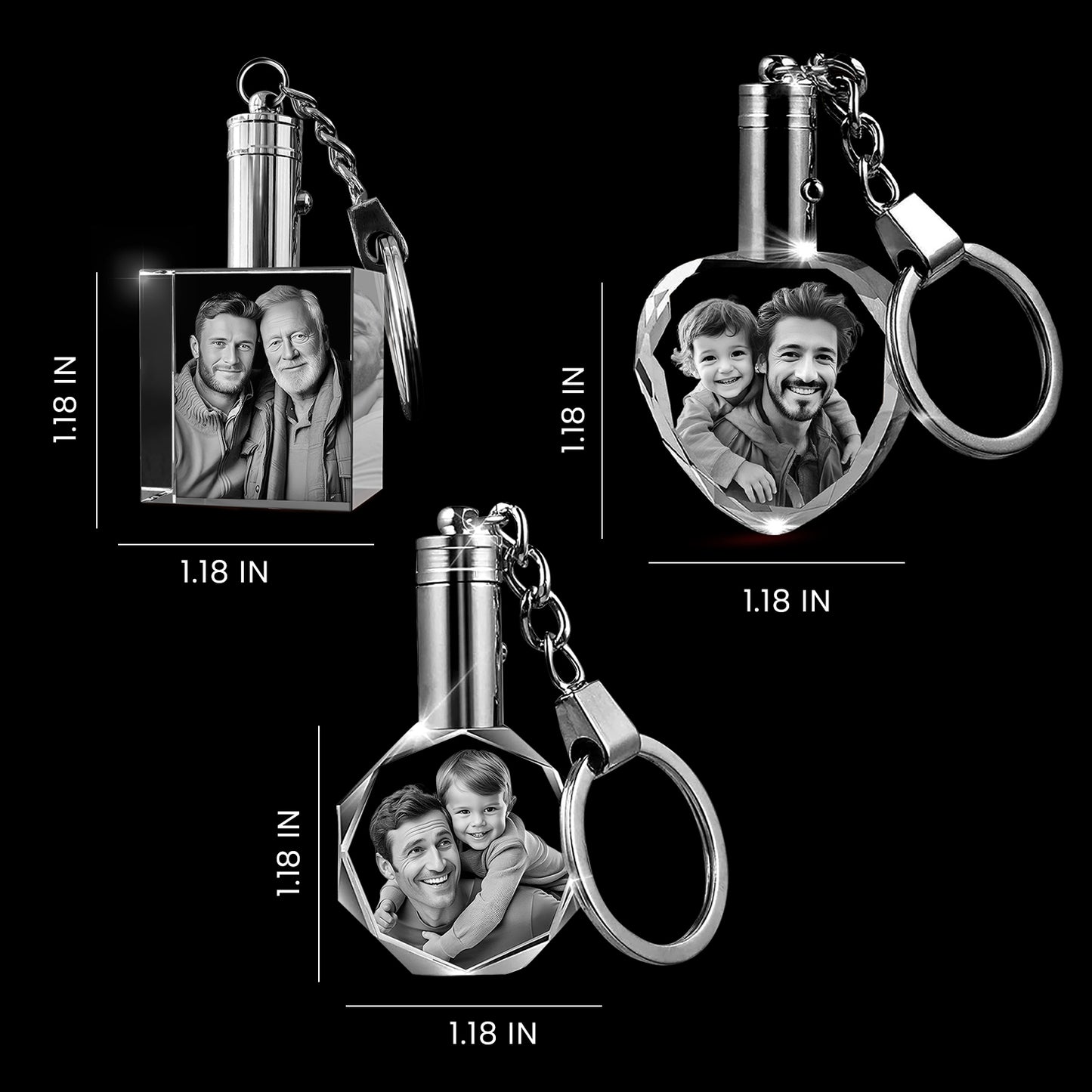 Labour  Day Custom 3D Crystal Photo Keychain
