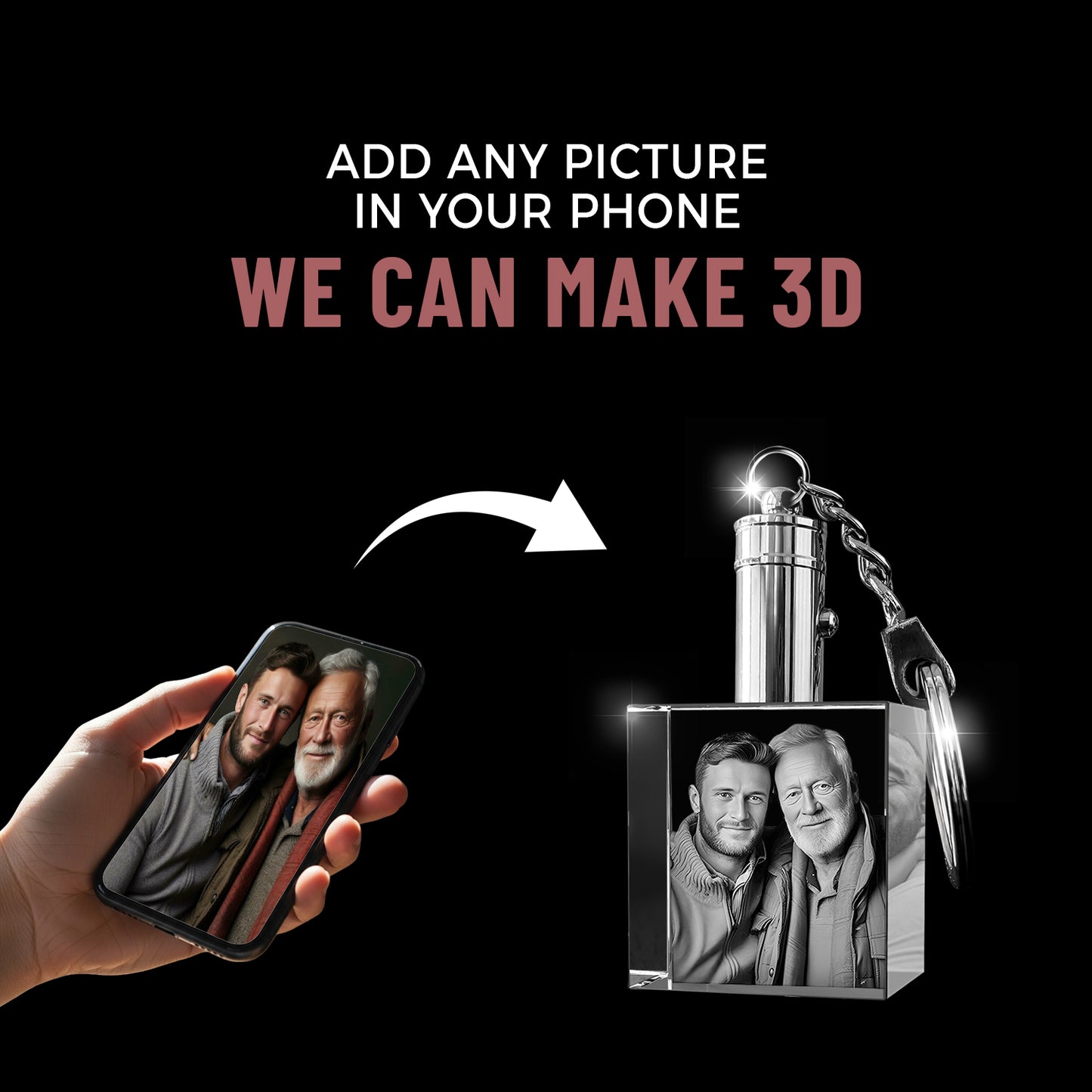 Labour  Day Custom 3D Crystal Photo Keychain
