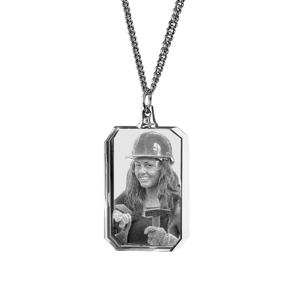 Labour Day Square-Shaped 3D Crystal Necklace