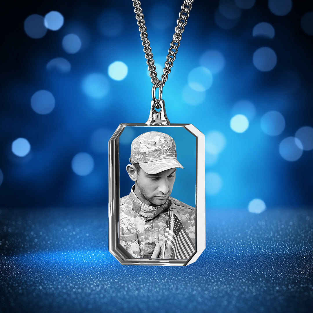 Memorial  Day Square-Shaped 3D Crystal Necklace