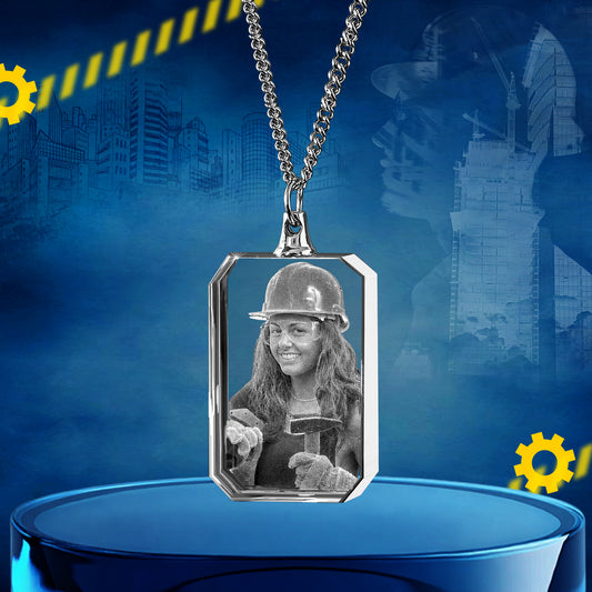 Labour Day Square-Shaped 3D Crystal Necklace