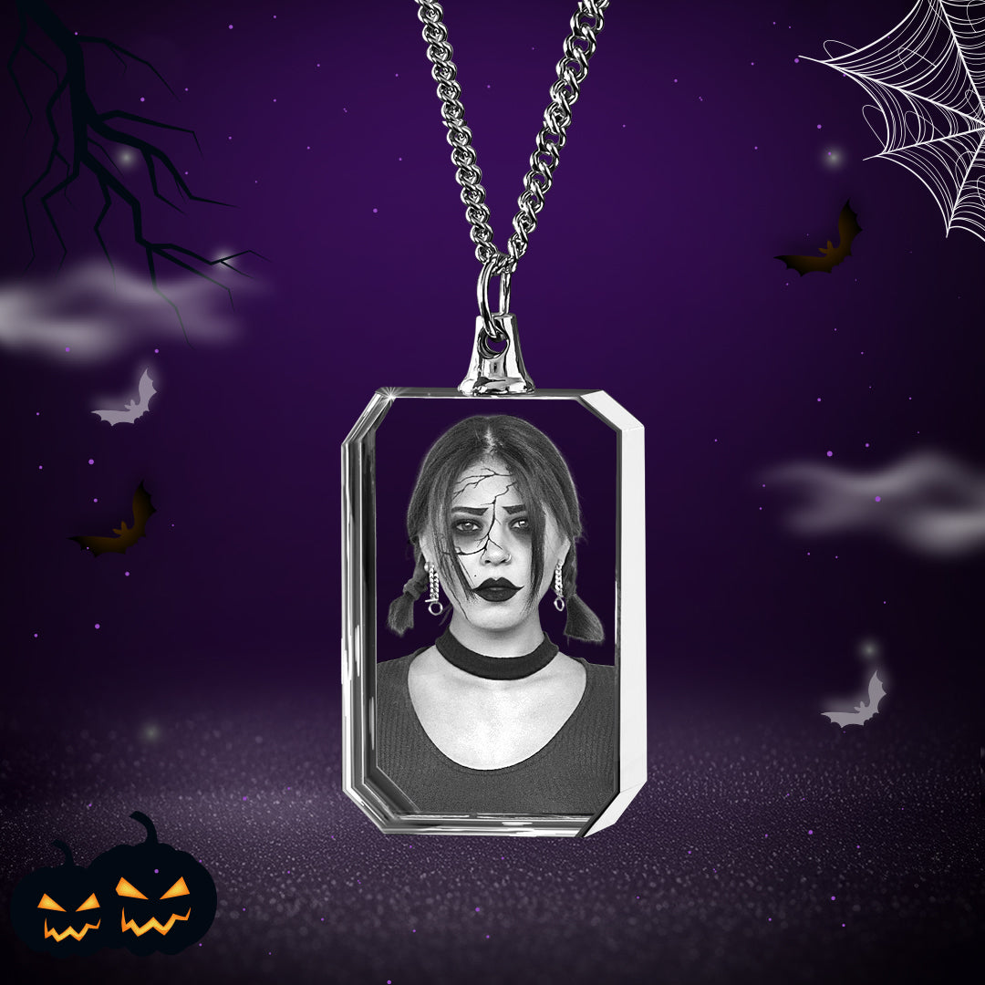 Halloween  Square-Shaped 3D Crystal Necklace