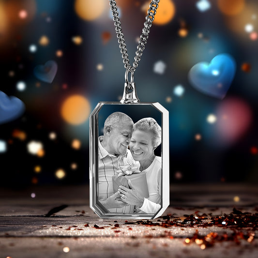 Anniversary Day  Square-Shaped 3D Crystal Necklace