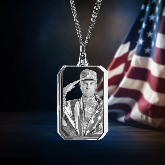 Independence Day Square-Shaped 3D Crystal Necklace