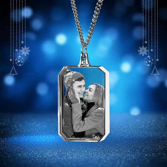 Christmas Day Square-Shaped 3D Crystal Necklace