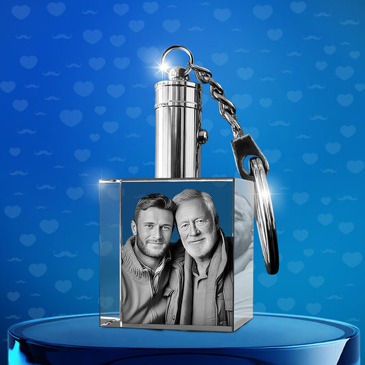 Father's Day Custom 3D Crystal Photo Keychain