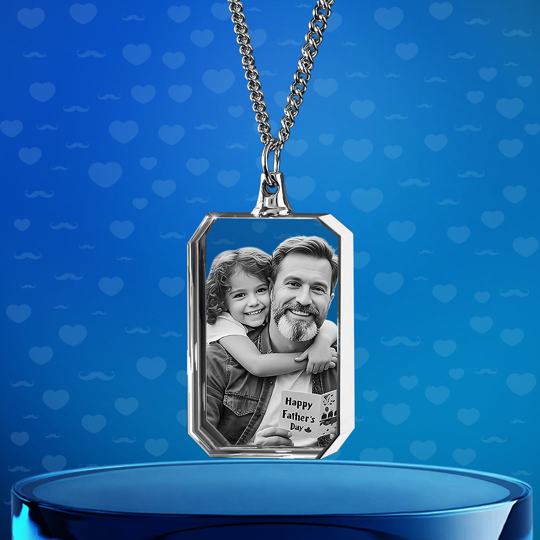 Father's Day Gift - 3D Crystal Square Necklace