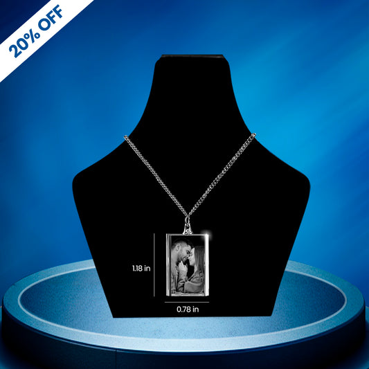 Personalized 3D Crystal  Square Necklace – Custom Gift for Women, Men