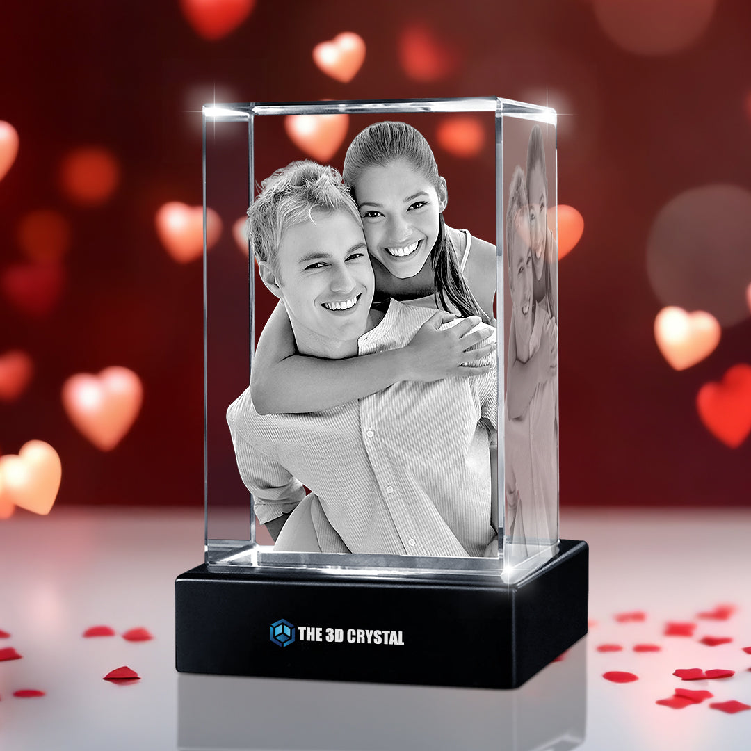 Custom 3D Crystal Cube Photo Frame with LED Lights – Valentine Day Gift