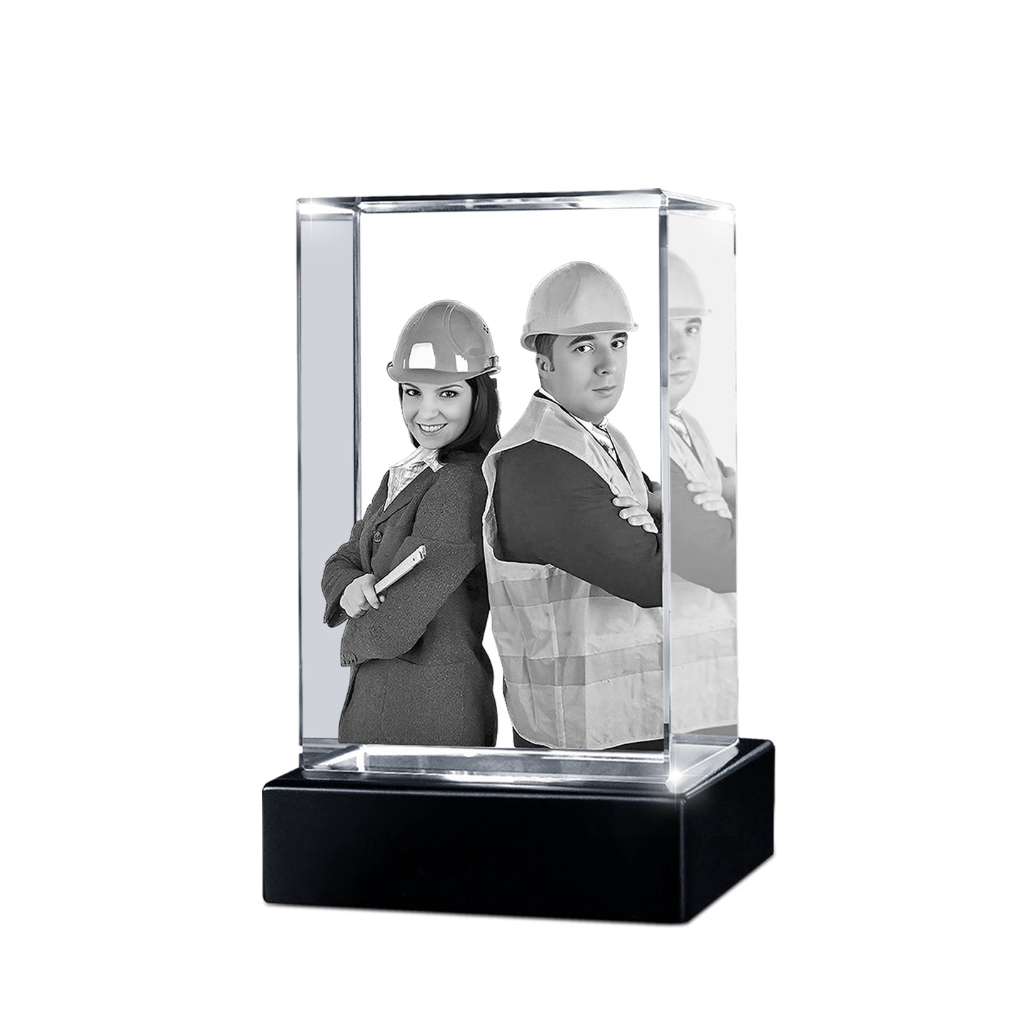 Custom 3D Crystal Cube Photo Frame with LED Lights – Labour day Gift