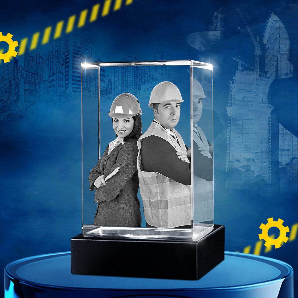 Custom 3D Crystal Cube Photo Frame with LED Lights – Labour day Gift
