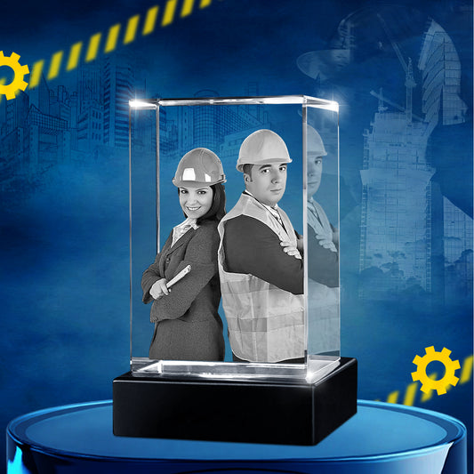 Custom 3D Crystal Cube Photo Frame with LED Lights – Labour day Gift