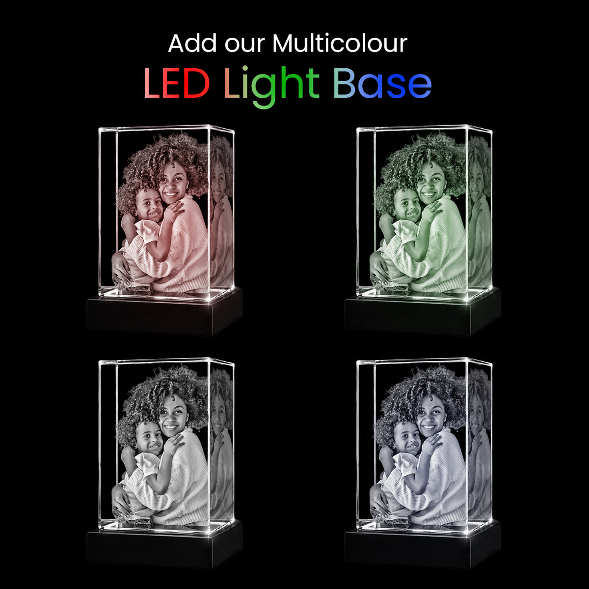 Custom 3D Crystal Cube Photo Frame with LED Lights – Labour day Gift