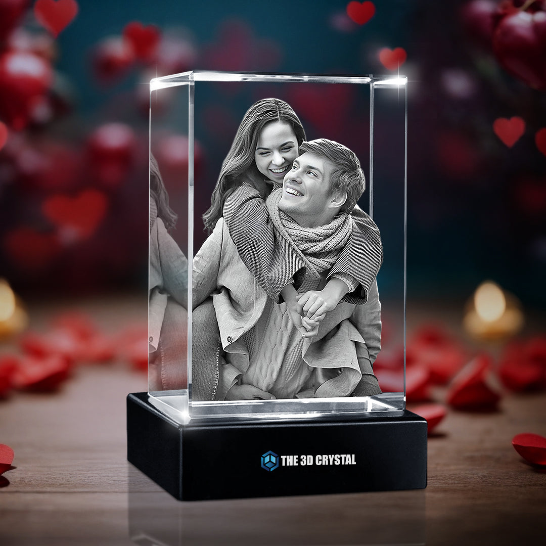 Custom 3D Crystal Cube Photo Frame with LED Lights – Love Series