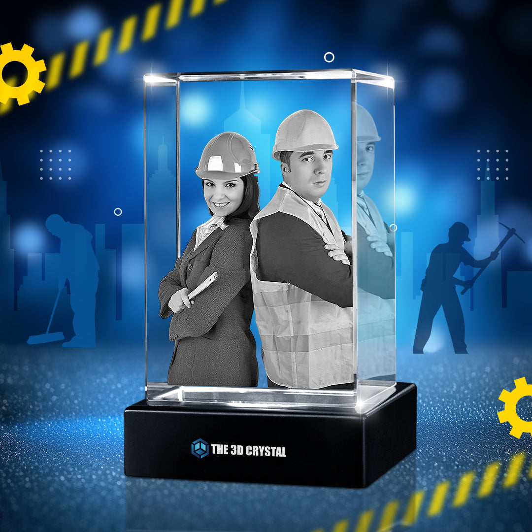 Custom 3D Crystal Cube Photo Frame with LED Lights – Labour day Gift