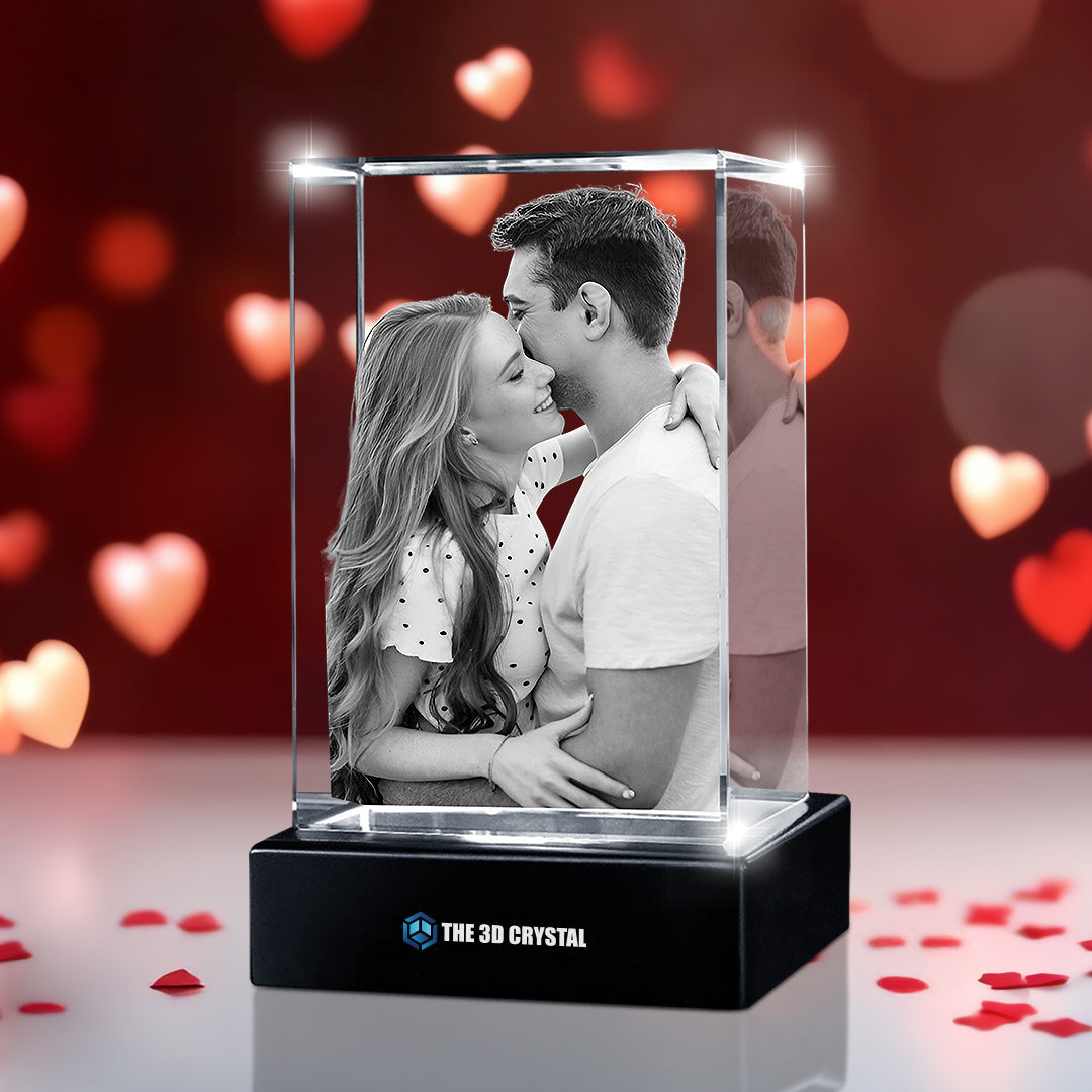 Custom 3D Crystal Cube Photo Frame with LED Lights – Valentine Day Gift