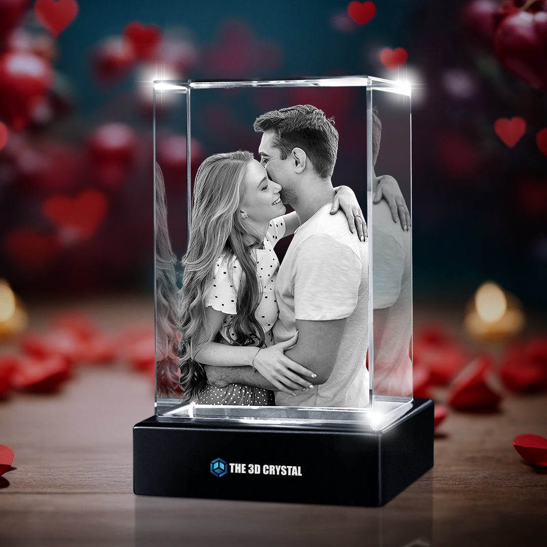 Custom 3D Crystal Cube Photo Frame with LED Lights – Love Series