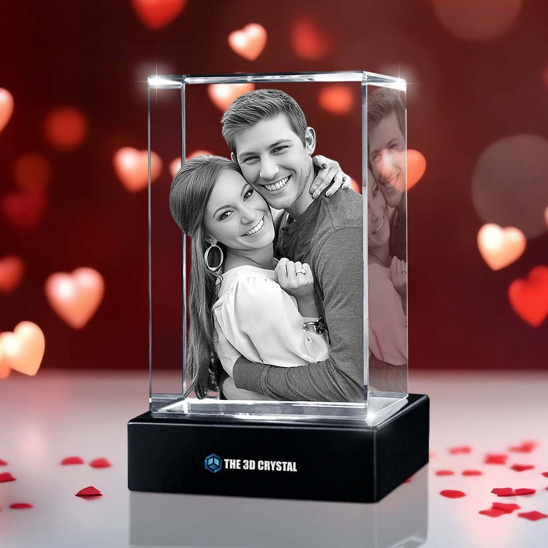 Custom 3D Crystal Cube Photo Frame with LED Lights – Valentine Day Gift