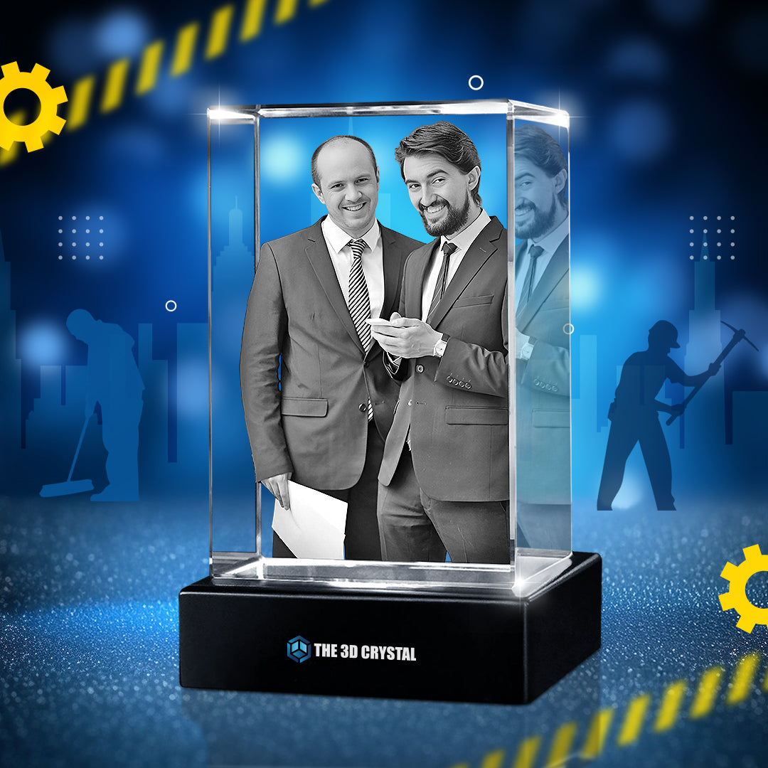 Custom 3D Crystal Cube Photo Frame with LED Lights – Labour day Gift