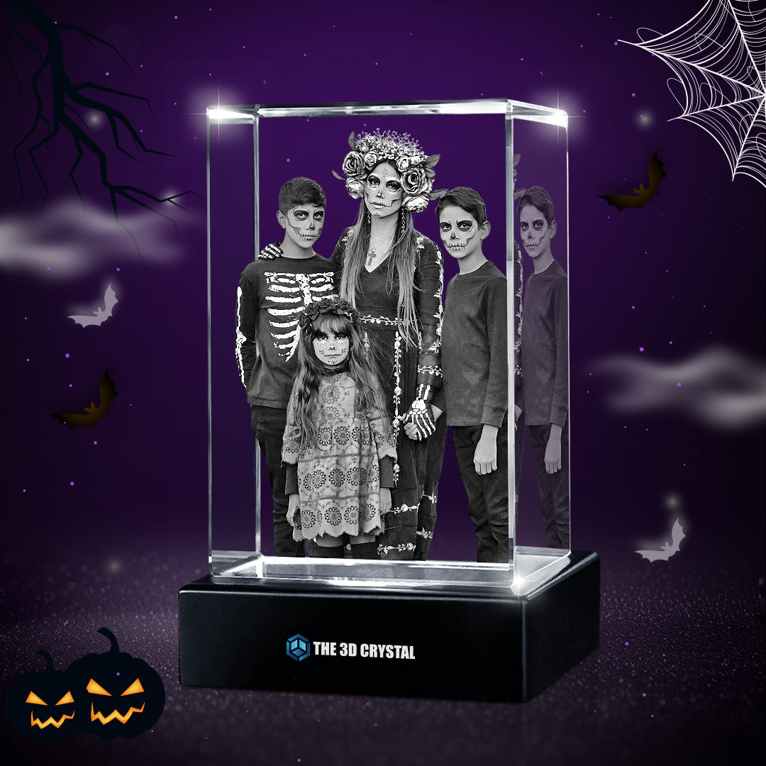 Custom 3D Crystal Cube Photo Frame with LED Lights – Halloween