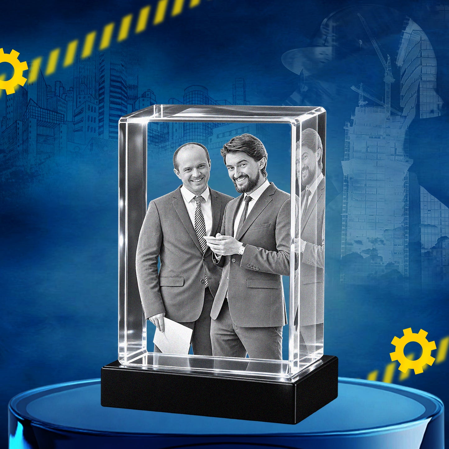 Custom 3D Crystal Cube Photo Frame with LED Lights – Labour day Gift
