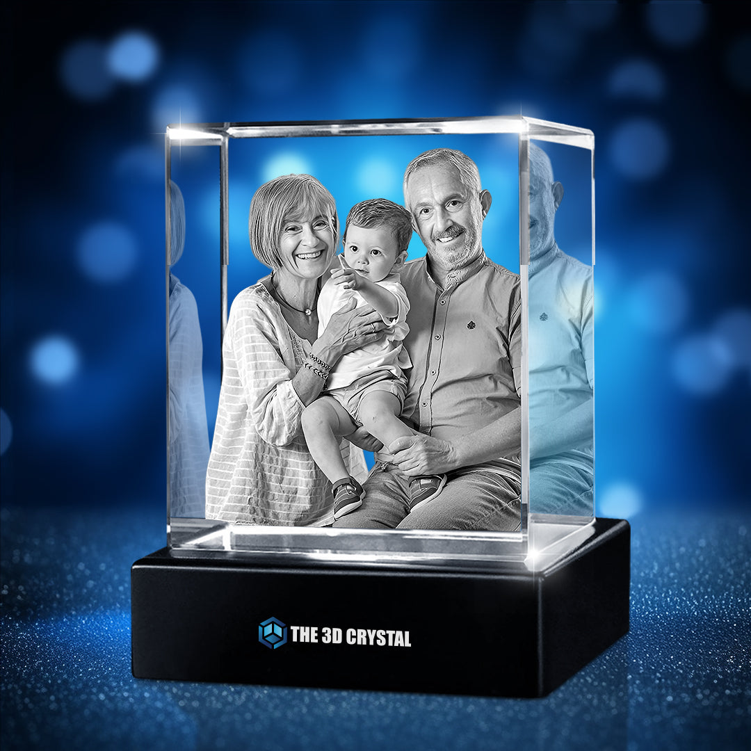 Custom 3D Crystal Cube Photo Frame with LED Lights – Heritage Series