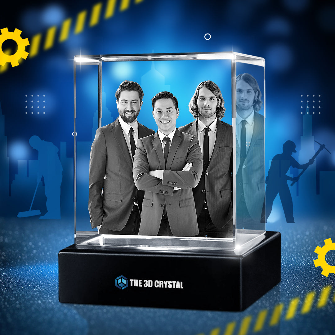 Custom 3D Crystal Cube Photo Frame with LED Lights – Labour day Gift