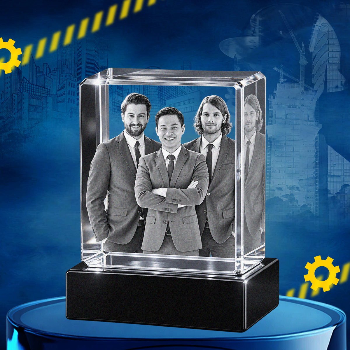 Custom 3D Crystal Cube Photo Frame with LED Lights – Labour day Gift