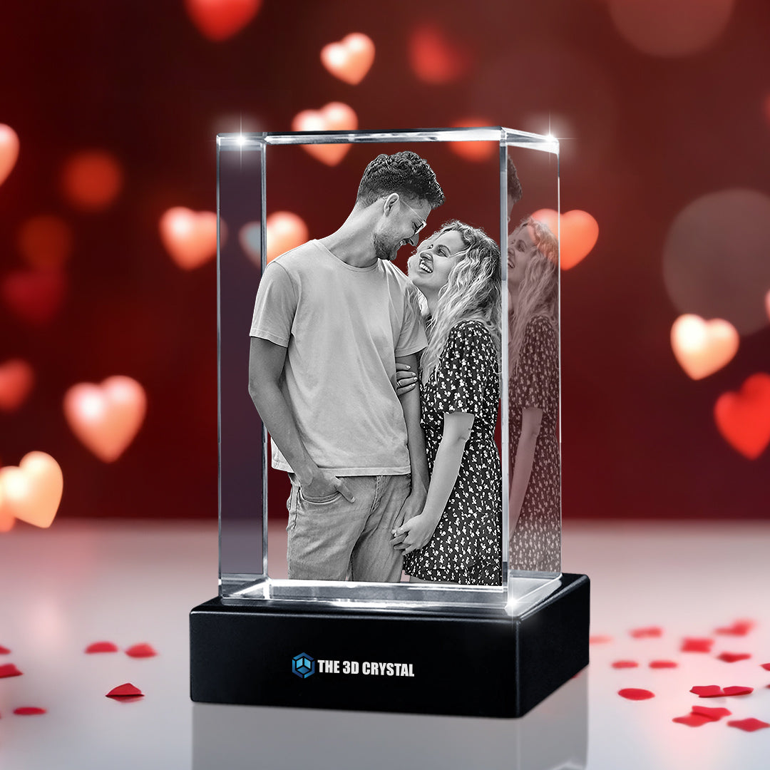 Custom 3D Crystal Cube Photo Frame with LED Lights – Valentine Day Gift