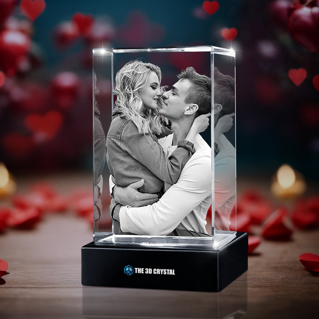 Custom 3D Crystal Cube Photo Frame with LED Lights – Love Series