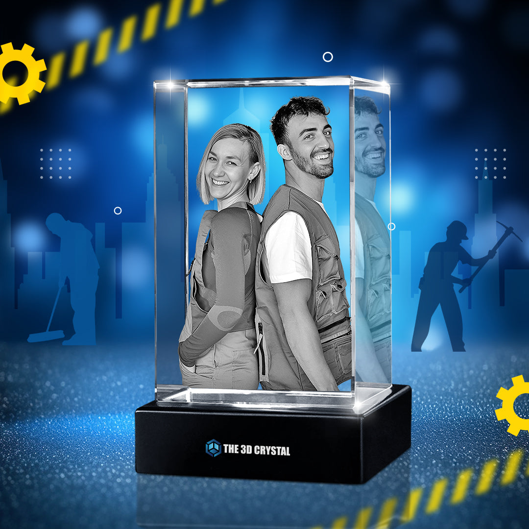 Custom 3D Crystal Cube Photo Frame with LED Lights – Labour day Gift